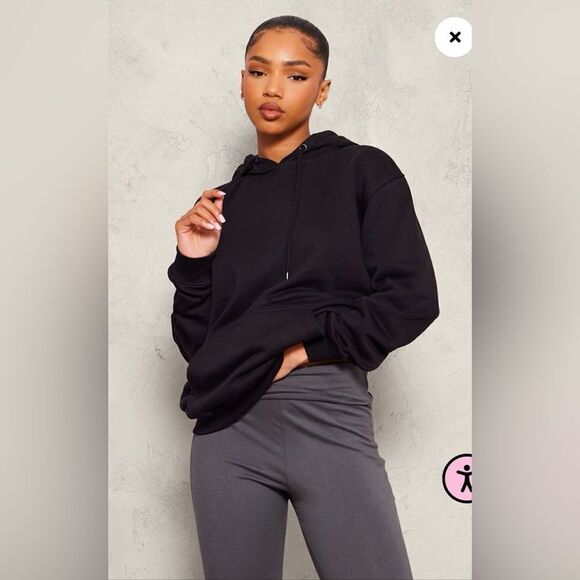 PrettyLittleThing Black Oversized Fit Hoodie Size 10 - Picture 1 of 4